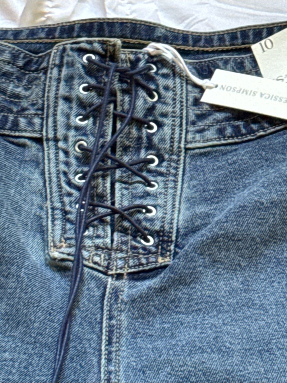 Jessica Simpson Dark Blue Lace-Up Wide Leg Jeans - Picture 2 of 6